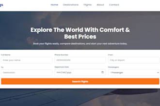 build a responsive flight booking landing page with whatsapp