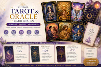 create tarot card design, oracle deck, your spiritual fantasy card games design