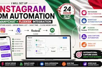 setup manychat instagram dm automation kit and flodesk integration in 24hours