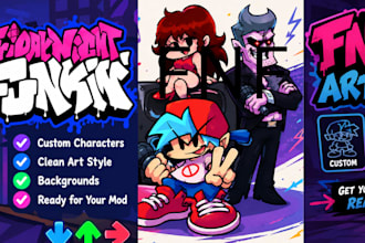 draw fnf characters, sprites and artwork for your friday night funkin mod