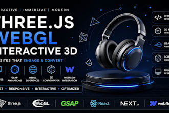 create 3d interactive website, threejs, gsap, webgl, 3d configurator, webflow
