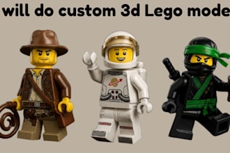 design custom 3d lego, lego  minifigure moc model  3d toy for 3d printing
