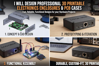design 3d printable electronics enclosure, pcb case and product casing