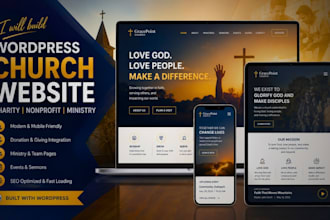 build wordpress church website charity nonprofit website ministry website