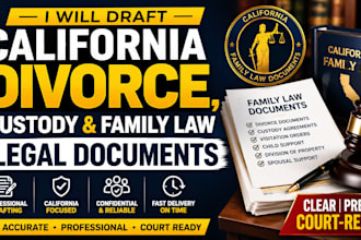 draft california divorce custody and family law legal documents