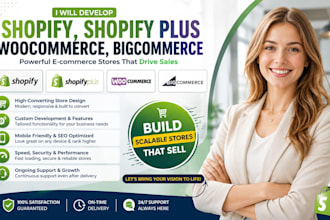 develop shopify shopify plus woocommerce bigcommerce