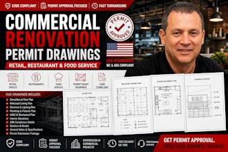 design commercial renovation permit drawings restaurant retail floor plan