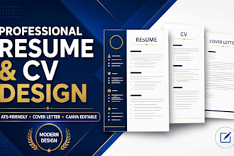 design modern professional resume cv cover letter canva editable resume template