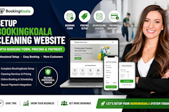 setup bookingkoala cleaning website with booking form, pricing and payment