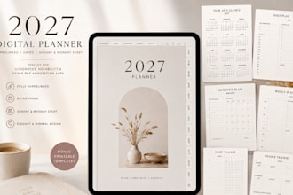 elevate 2027 hyperlinked digital planner printable journal tracker suite