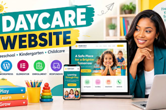 develop daycare website, kindergarten, preschool website, educational website