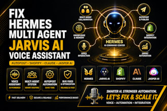 fix hermes multi agent jarvis ai voice assistant autopost shopify claude jasper