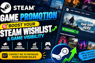 do steam game promotion, boost your steam game wishlist, steam game marketing