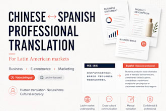 manually translate chinese and spanish with native fluency