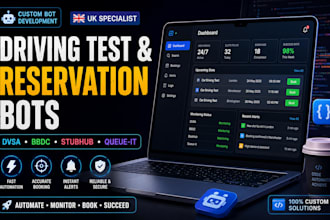 build UK dvsa driving test, bbdc, stubhub, queue it and reservation bots
