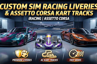 assetto corsa custom sim racing liveries for iracing assetto corsa kart tracks
