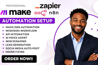 setup, fix make com automation, made com n8n automation zapier webhook n8n