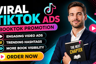 create viral tiktok video ads, tiktok book promotion, booktok, tik tok video ads