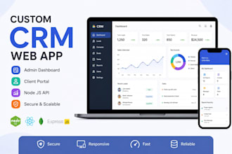 build custom CRM web app, admin dashboard, client portal ,node js API