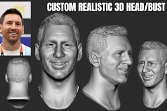 realistic 3d head model 3d bust with face likeness zbrush sculpt 3d printing stl