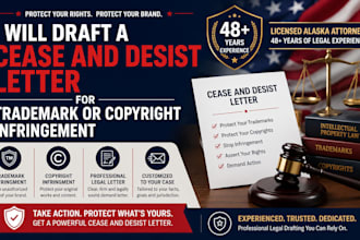 draft a cease and desist letter for trademark or copyright infringement
