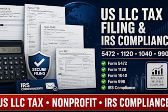 prepare and file US llc tax forms 5472, 1120, 1040 and irs compliance, form 990