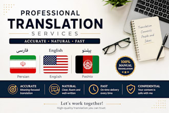 translate persian, pashto, dari to english perfectly