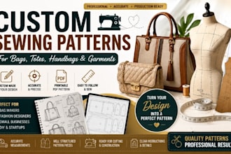 create production ready custom digital sewing patterns for bags design