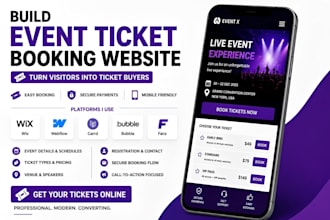 create event wix webflow carrd bubble fanz ticket booking website landing page