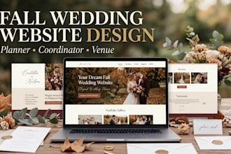 design a fall wedding planner website, event for autumn wedding businesses