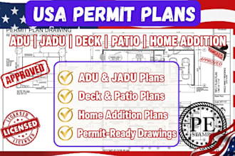 design adu, jadu, deck plan, patio plan and home addition permit plans