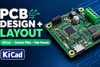 do kicad pcb design, schematic, pcb layout and gerber files for fabrication