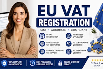 handle eu vat registration, oss, ioss, vat filing and tax compliace
