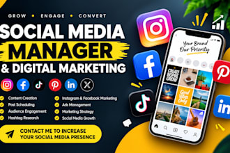 be your social media manager, digital marketing, content creator, instagram, SEO