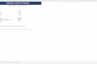 create a custom personal budget spreadsheet in excel