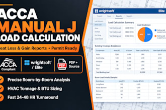 perform manual j load calculation and heat loss report
