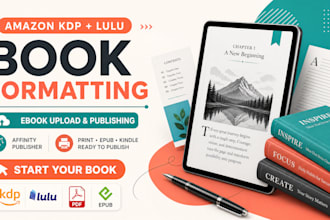 amazon kdp book, ebook upload lulu book publishing formatting affinity publisher