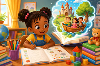 illustrate educational children book, preschool workbook and kids story book