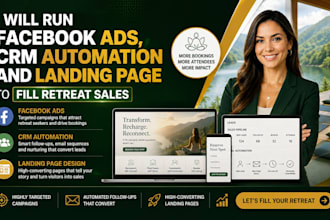 run facebook ads crm automation and landing page to fill retreat seats