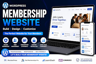 build wordpress membership lms website with memberpress and learndash