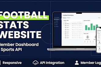 build a football statistics website with member dashboard and API