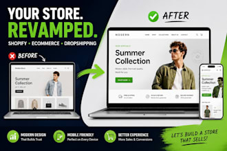 redesign your ecommerce website, shopify website or dropshipping store, webshop