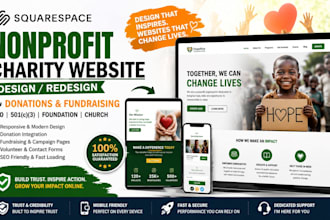 design a squarespace nonprofit website for charity donations and fundraising seo
