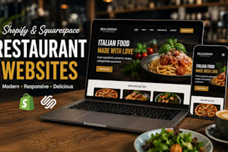 design shopify or squarespace restaurant cafe food website with online ordering