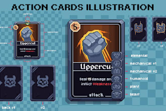 illustrate pixel art cards for your tcg or board game