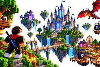 build minecraft and roblox maps, cities and game worlds