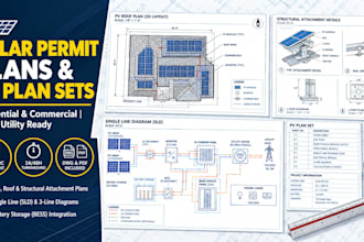 design solar permit plans and pv plan set for residential commercial