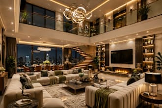 design modern home interior design, furniture layout and 3d room rendering