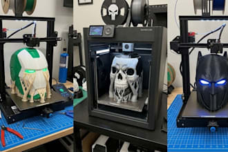 create custom 3d cosplay helmet stl, 3d mask, 3d head for 3d printing