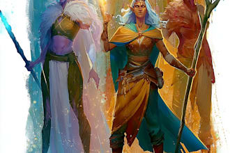draw dnd party illustration, dnd character design